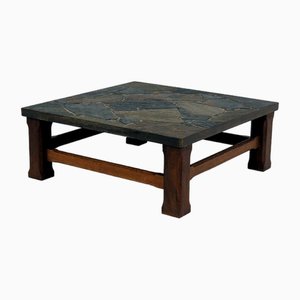 1960s Coffee Table Made of Oak and Norwegian Sell Pillarguri Slate-SV-1823810