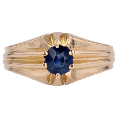 1960s Sapphire 18 Karat Yellow Gold Bangle Ring-OLU-1704242