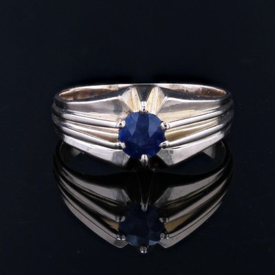 1960s Sapphire 18 Karat Yellow Gold Bangle Ring-OLU-1704242