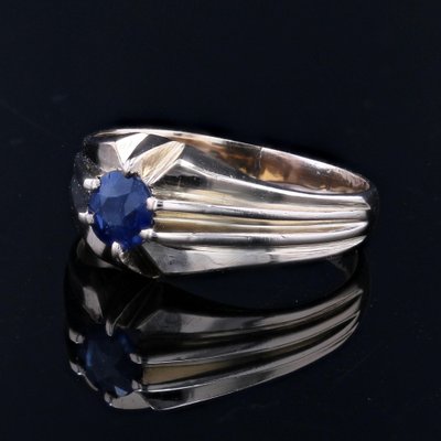 1960s Sapphire 18 Karat Yellow Gold Bangle Ring-OLU-1704242