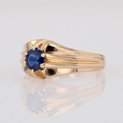 1960s Sapphire 18 Karat Yellow Gold Bangle Ring-OLU-1704242