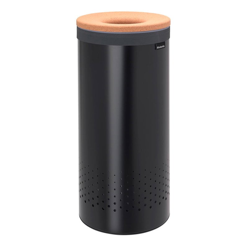 Laundry bin 35L by Brabantia #matt black - cork lid #