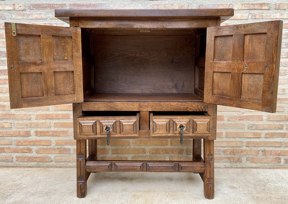 19th Catalan Spanish Baroque Carved Walnut Tuscan Two Drawers Chest of Drawers-NOU-1189173