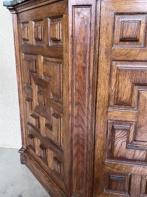 19th Catalan Spanish Baroque Carved Walnut Tuscan Two Drawers Credenza or Buffet, 1920-PSK-1426213