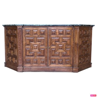 19th Catalan Spanish Baroque Carved Walnut Tuscan Two Drawers Credenza or Buffet, 1920-PSK-1426213