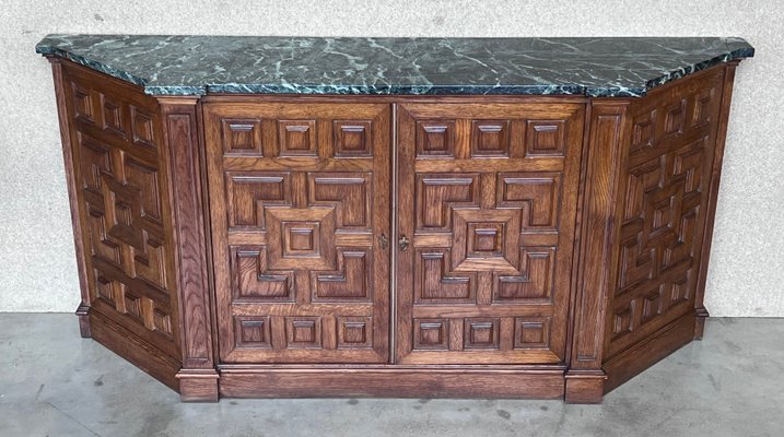 19th Catalan Spanish Baroque Carved Walnut Tuscan Two Drawers Credenza or Buffet, 1920-PSK-1426213