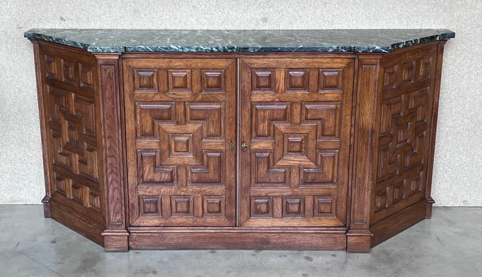 19th Catalan Spanish Baroque Carved Walnut Tuscan Two Drawers Credenza or Buffet, 1920-PSK-1426213