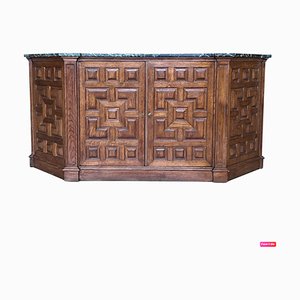 19th Catalan Spanish Baroque Carved Walnut Tuscan Two Drawers Credenza or Buffet, 1920-PSK-1426213