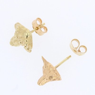 19th Century 18 Karat Yellow Gold Fox and Dog Stud Earrings, Set of 2-OLU-896795