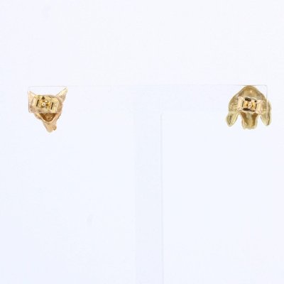 19th Century 18 Karat Yellow Gold Fox and Dog Stud Earrings, Set of 2-OLU-896795