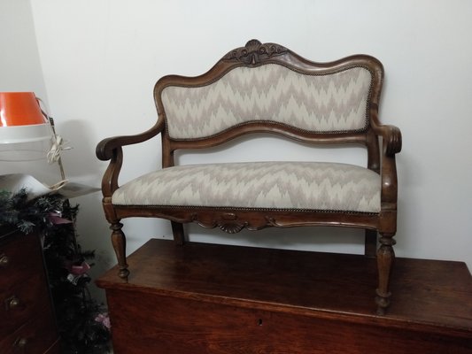 19th Century 2-Seater Carved Walnut Sofa-ZFY-1166245