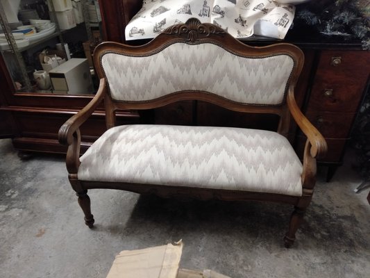 19th Century 2-Seater Carved Walnut Sofa-ZFY-1166245