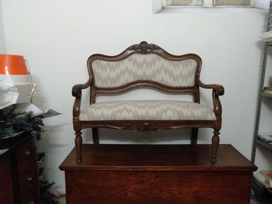 19th Century 2-Seater Carved Walnut Sofa-ZFY-1166245