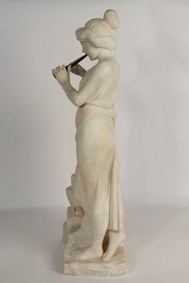 19th Century Alabaster Woman with a Bronze Flute Beside the Fountain-WFS-744786