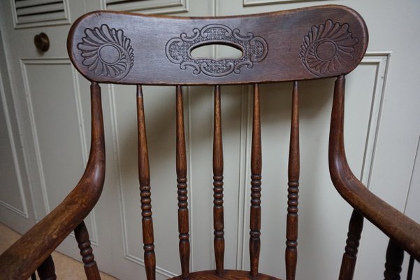 19th Century American Oak Revolving Library Armchair-EA-1166228