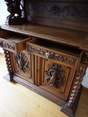 19th Century Antique Renaissance Black Forest Hunt Buffet Sideboard, 1860s-EA-1820209