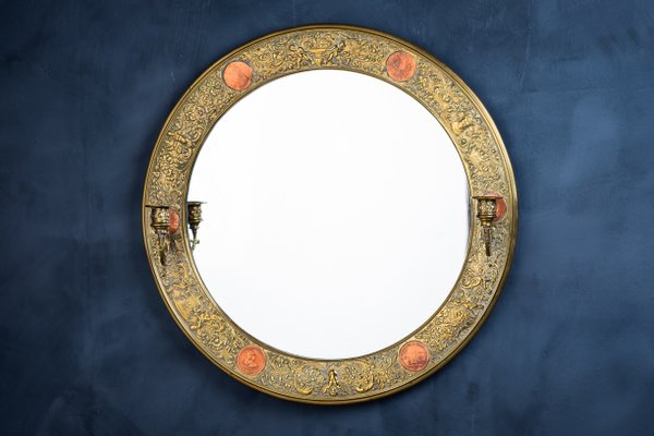 19th Century Antique Round Mirror-ZGQ-1117514