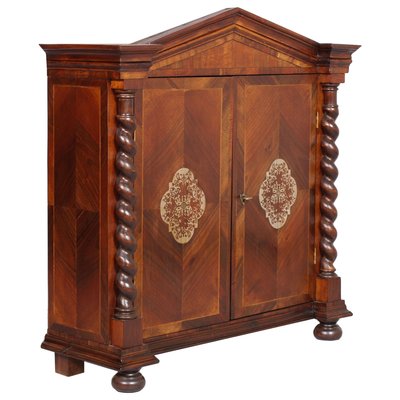 19th-Century Austrian Chest of Drawers in Walnut, Veneer Walnut & Silver Inlaid-NJV-765577