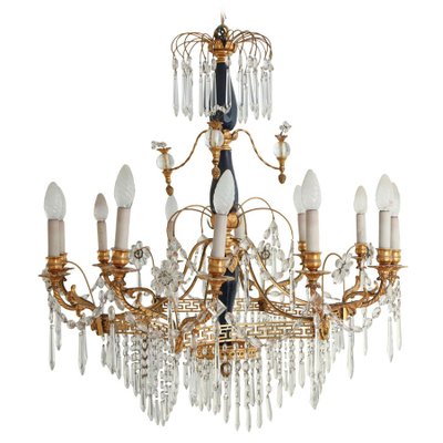 19th Century Baltic Crystal and Gilt Bronze Chandelier-MBH-1032080