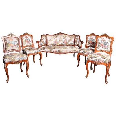 19th Century Baroque Saxony Sofa and Armchairs, 1880s, Set of 5-FLW-1402316