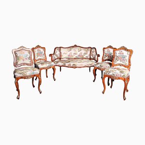 19th Century Baroque Saxony Sofa and Armchairs, 1880s, Set of 5-FLW-1402316