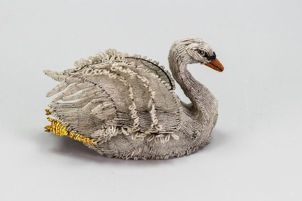 19th Century Beaded Swan Figure-KEG-1318371