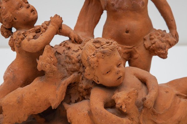 19th Century Belgian Ceramic Sculpture with a Group of Playing Putti's-KL-625301