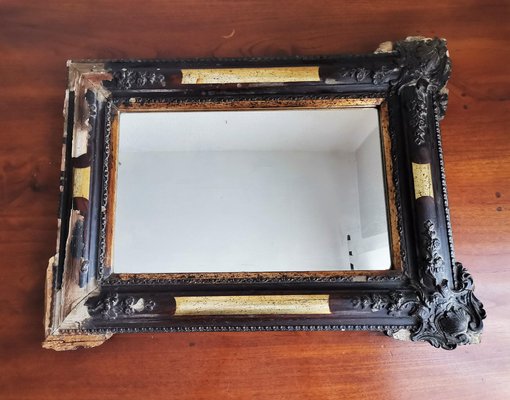 19th Century Biedermeier Gold Leaf and Dark Wood Framed Mirror-NKJ-1295534