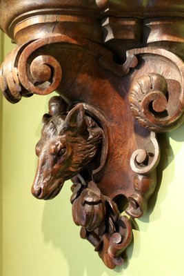 19th Century Black Forest Oak Wall Brackets Carved as Hunting Animal, Set of 2-AXE-1437429