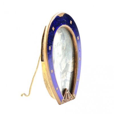 19th Century Blue Enamel Horseshoe Photo Frame-WMV-1129444