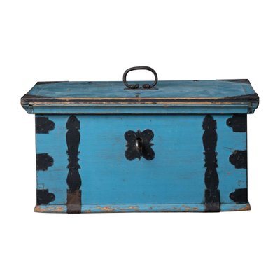 19th Century Blue Swedish Folk Art Chest or Box-MJF-1431484