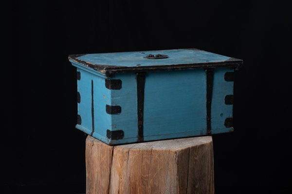 19th Century Blue Swedish Folk Art Chest or Box-MJF-1431484