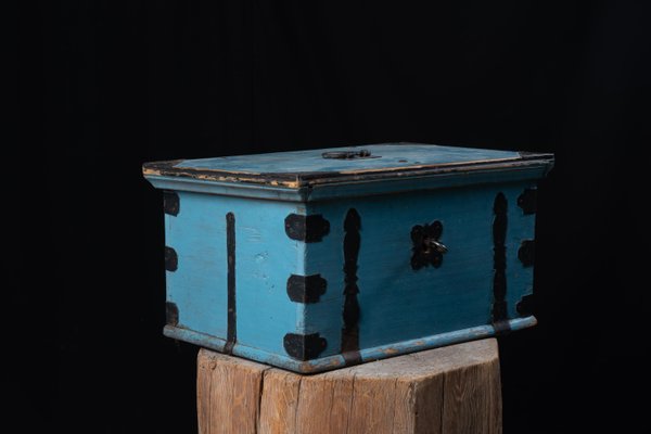 19th Century Blue Swedish Folk Art Chest or Box-MJF-1431484