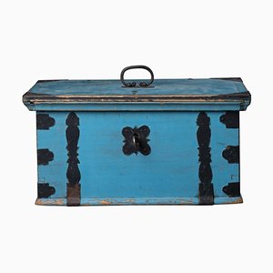 19th Century Blue Swedish Folk Art Chest or Box-MJF-1431484