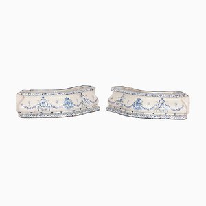 19th Century Blue & White Painted Enameled Table Top Flower Planters by Richard Ginori, Italy, Set of 2-HWV-1313043