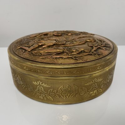 19th Century Brass and Embossed Copper Box, France-XOM-2036015