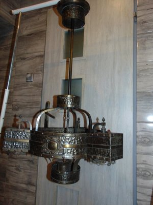 19th Century Brass Gas Ceiling Lamp-CAQ-1401076