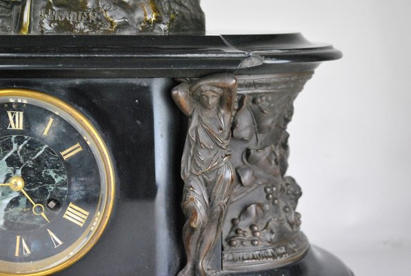 19th Century Bronze and Marble Clock and Candleholders by James Pradier, Set of 3-SYQ-717290