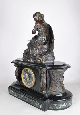 19th Century Bronze and Marble Clock and Candleholders by James Pradier, Set of 3-SYQ-717290