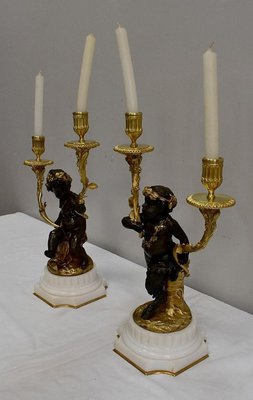 19th Century Bronze Candleholders, Set of 2-RVK-705674