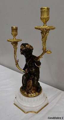 19th Century Bronze Candleholders, Set of 2-RVK-705674