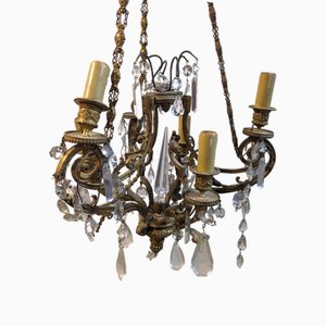 19th Century Bronze Chandelier with Tassels-HLV-1819768