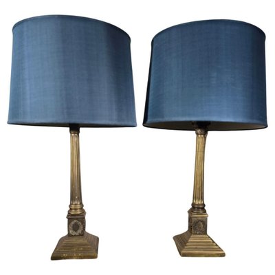 19th Century Bronze Column Table Lamps, 1890, Set of 2-FDW-2039614