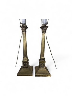 19th Century Bronze Column Table Lamps, 1890, Set of 2-FDW-2039614