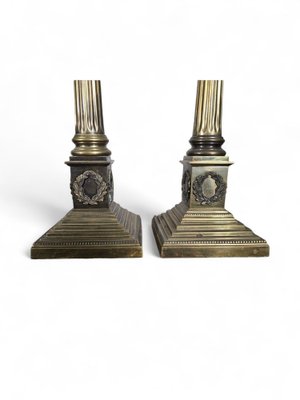 19th Century Bronze Column Table Lamps, 1890, Set of 2-FDW-2039614