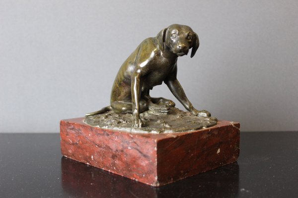 19th Century Bronze Hunting Dog Figurine-BCR-1366816