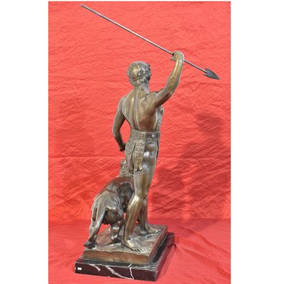 19th Century Bronze Warrior with Spear and Lion Sculpture from Antoine Louis Barye-YVI-715741