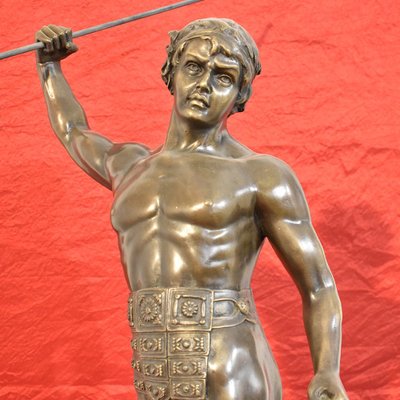 19th Century Bronze Warrior with Spear and Lion Sculpture from Antoine Louis Barye-YVI-715741