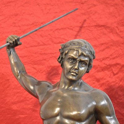 19th Century Bronze Warrior with Spear and Lion Sculpture from Antoine Louis Barye-YVI-715741