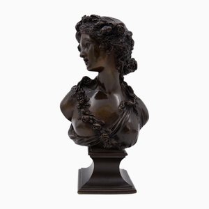 19th-Century Bronze Young Woman Crowned with Flowers by J.C. Marin-NYF-2018845